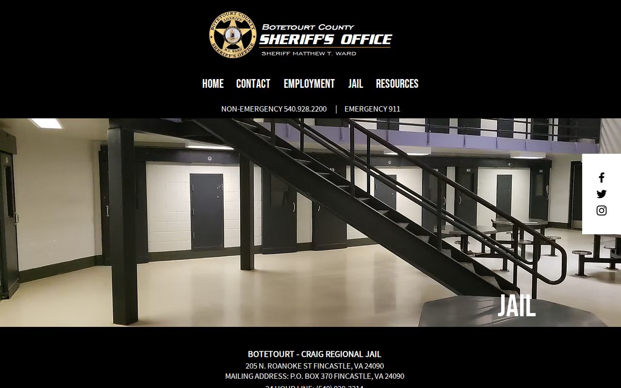 Botetourt-Craig Regional Jail release contact page